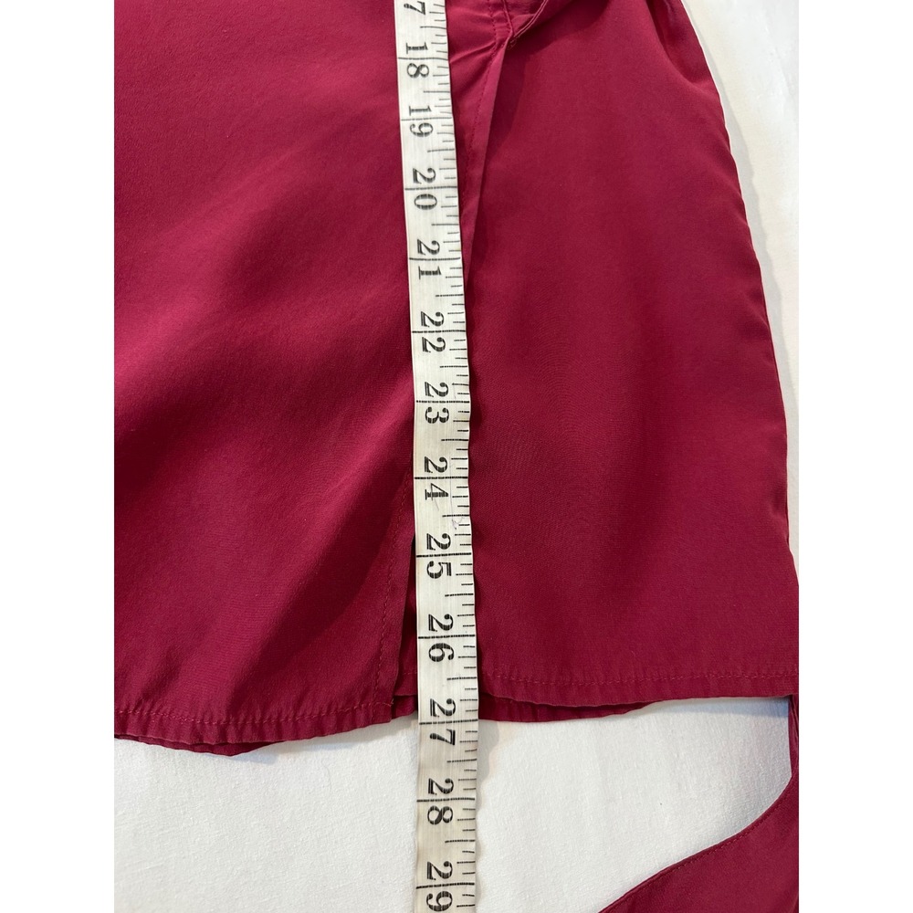 Soft Surroundings XL 100% Silk Wrap Blouse Berry Red Long Sleeve Tie Waist - Picture 6 of 8